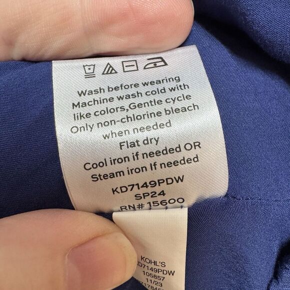 Draper James RSVP Dress XXL Blue Floral Short Sleeve Smocked Waist V Neck Lined - Picture 3 of 9